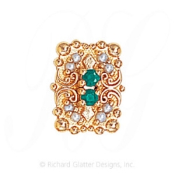 GS530 E/PL - 14 Karat Gold Slide with Emerald center and Pearl accents 
